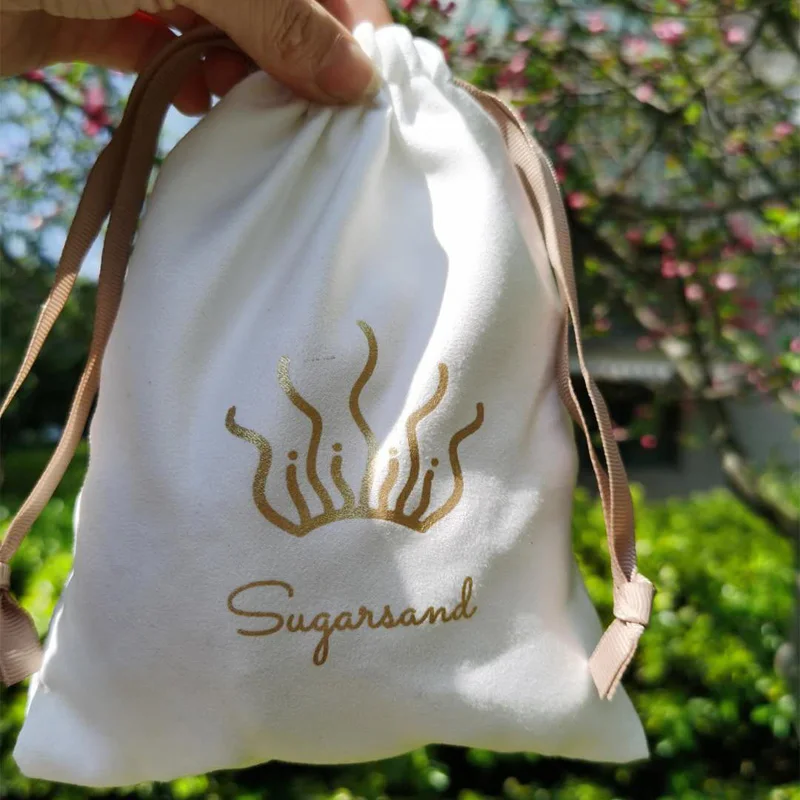 Белые фланелевые подарочные пакеты с логотипом на заказ мешок для ювелирных