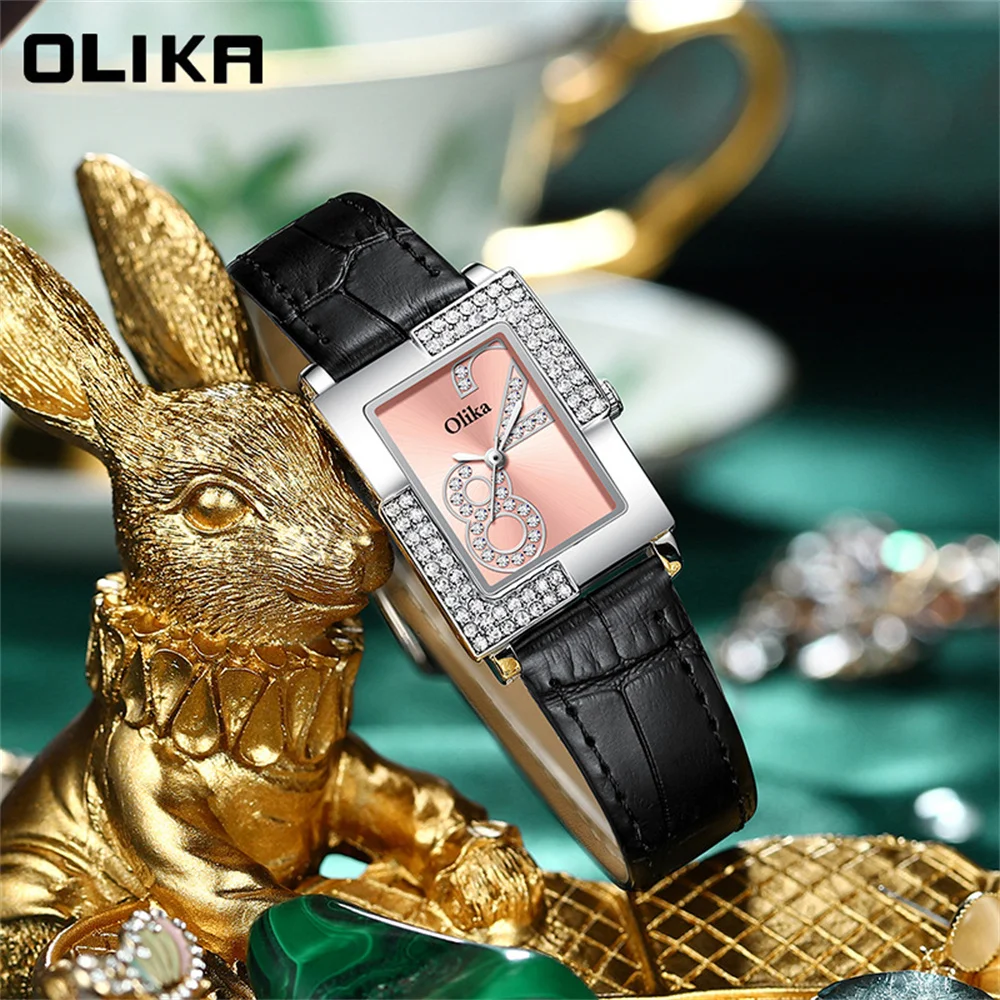 QSCY OLIKA  Watch for Women Diamond Luxury Ladies Fashion Quartz Wristwatch Female Waterproof Top Women'S Watches