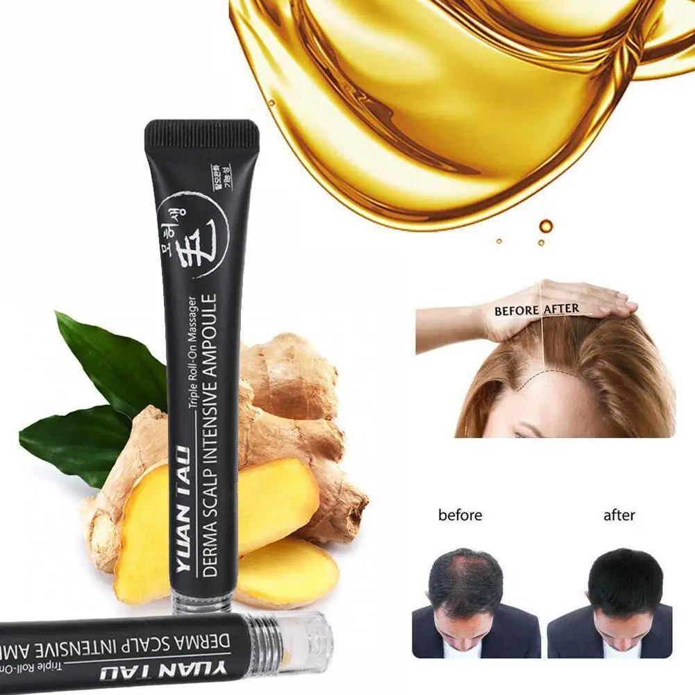 

Ginger Hair Growth Oil Thickener Essence Anti Hair Loss Care Scalp Massage Roller Treatments Fast Grow Hair Serum 20ml