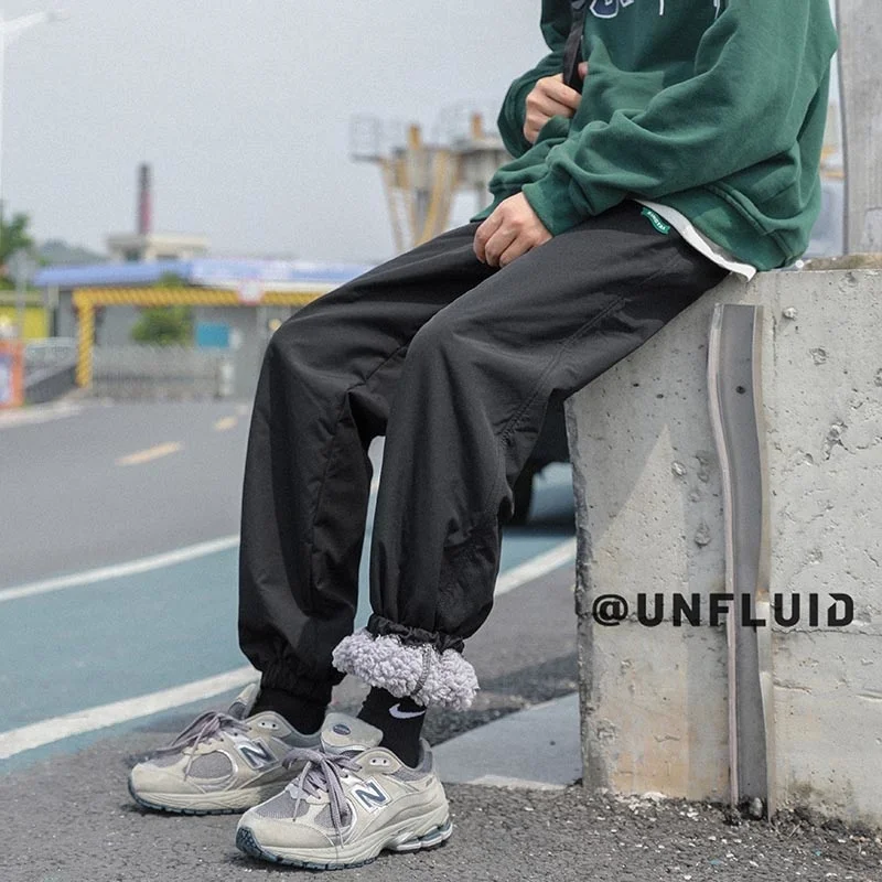 

Warm Winter Plush Fashion Thicken Pants Men 4-color Thick Lamb Wool Pants Men Streetwear Loose Straight Pants Mens Trousers