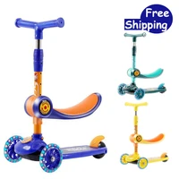 free shipping childrens scooter pedal three in one yo yo baby can sit and ride flashing three wheel scooter toys for children