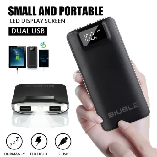 

NEW in 900000mAh Bank Charger External Battery 2USB LED For Mobile bank smartphone case