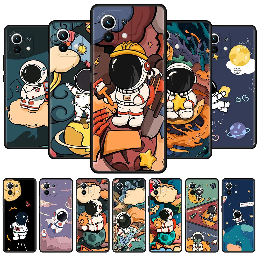 

Star Astronaut Cute Case for Xiaomi Poco X3 NFC M3 Mi 11 12 10 11T 9 9T 10T Pro Note 10 A2 Lite Soft Silicone Phone Cover