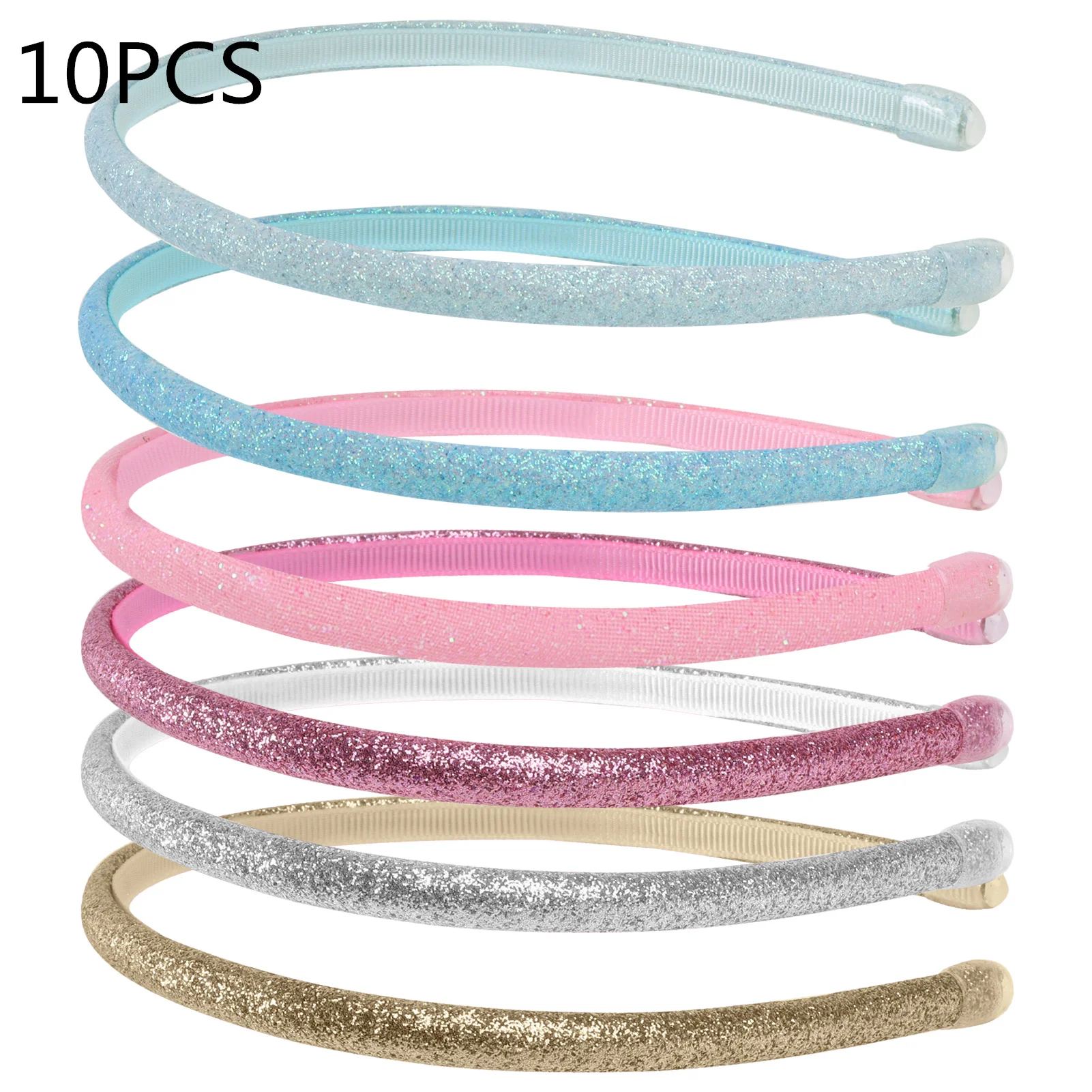 

6/10pcs Wholesale Glitter Headbands for Girls Rainbow Sparkly Hair Hoops Different Sequin Colorful Star Hair Bands Accessories