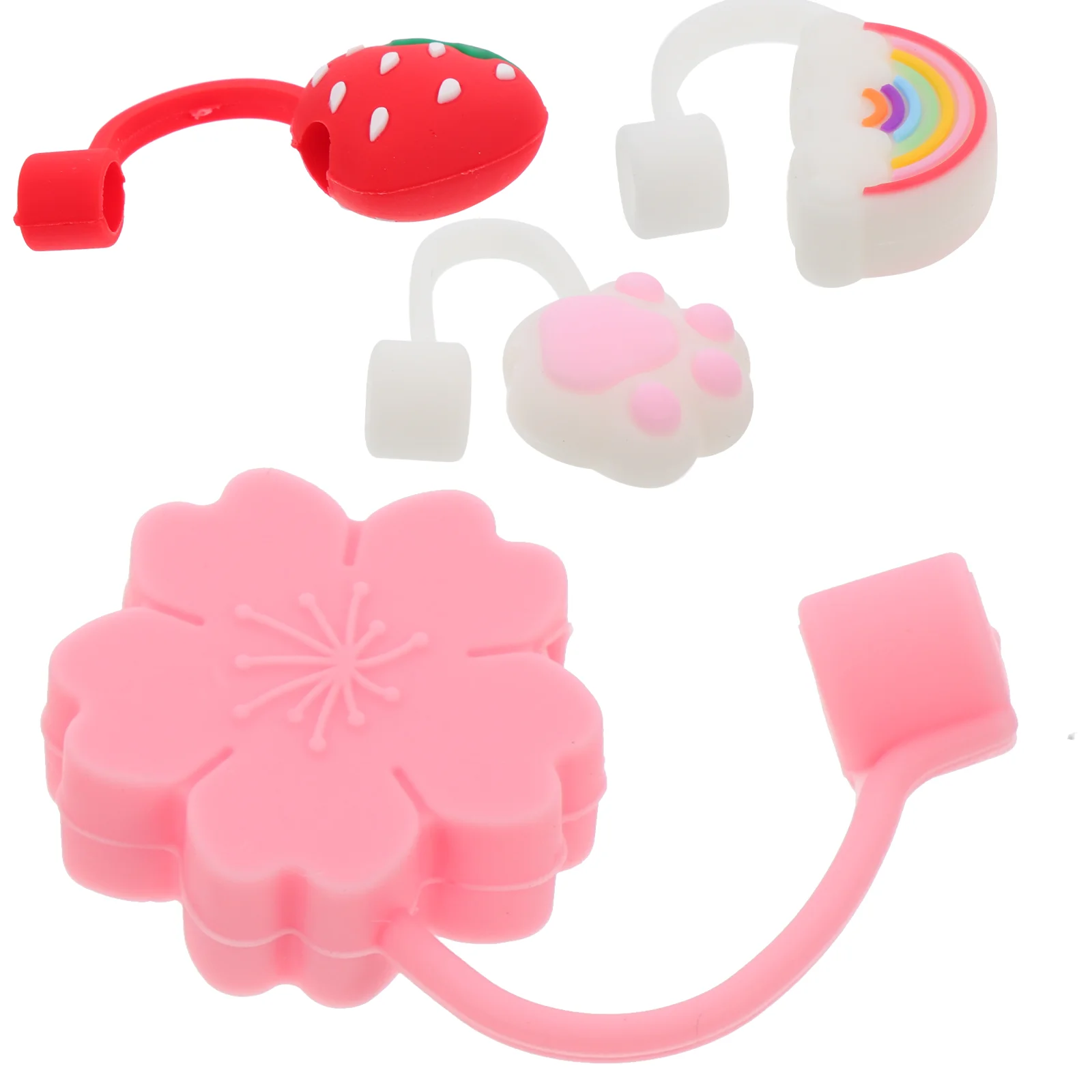 

Straw Cover Silicone Tips Drinking Cap Covers Straws Protector Tip Plug Caps Reusable Cute Plugs Strawberry Lids Lid Accessories
