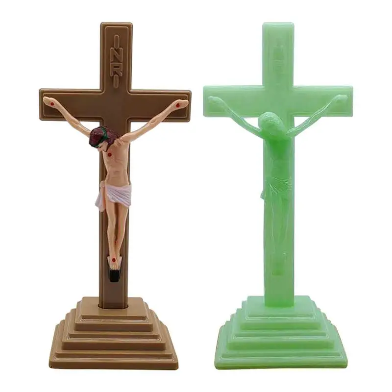 

Standing Crucifix Wooden Catholic Jesus Cross With Stand Alloy Christ Catholic Jesus Statue Religious Prayer Church Decoration