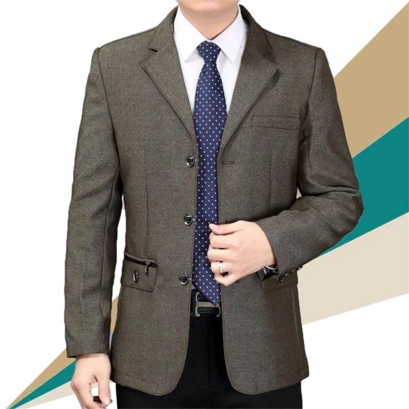 

Middle-aged suits men blazer business spring autumn masculino slim fit casaco jaqueta masculina coats mens father jacket b254