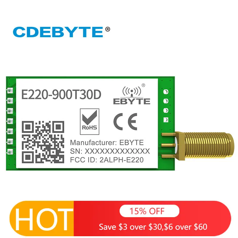

10 шт. E220-900T3 0D беспроводной LoRa ISM 868 МГц 915 МГц модуль, Максимальная передача LoRa, широкий спектр, DIP UART интерфейс DIY IoT