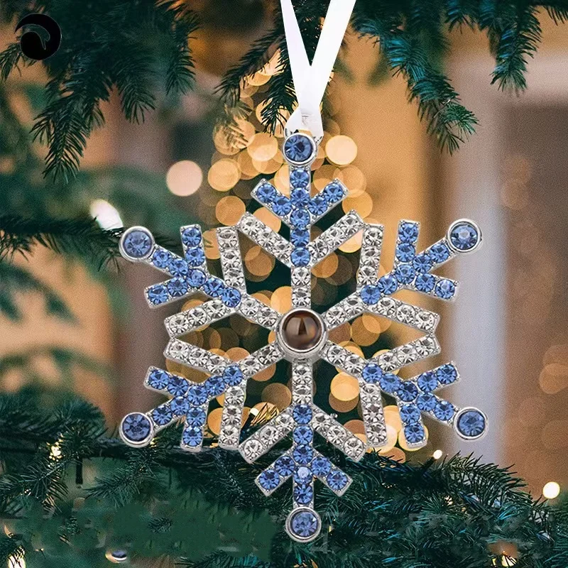 Проекционный кулон в виде снежинки подвеска с фотографией на заказ