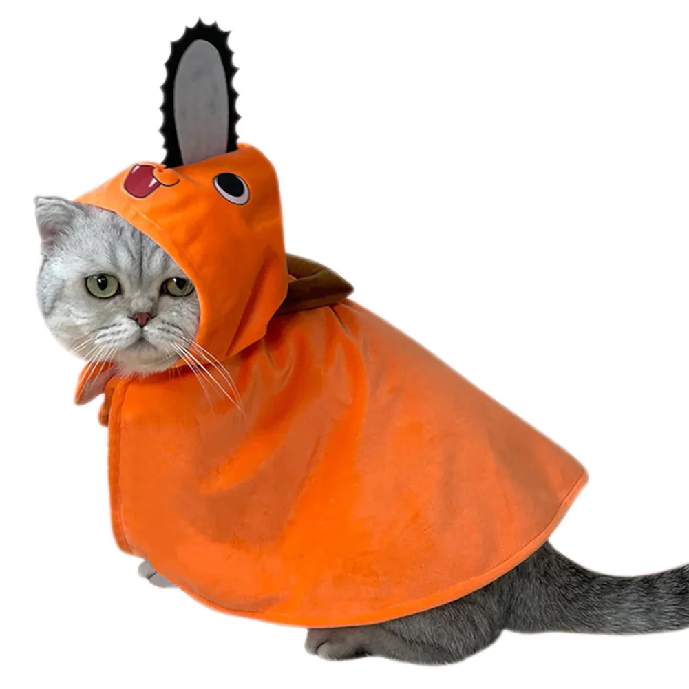 Chainsaw Man Pochita Cosplay Costumes Pet Cat Cape Cloak Flannel Hoodie Coat