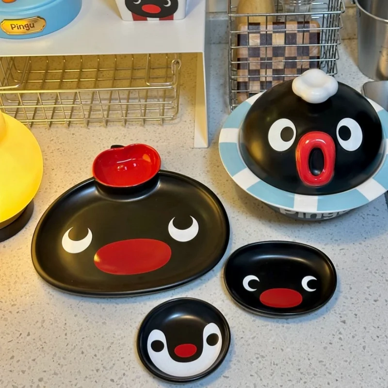Фото Керамическая миска Cmyd Studio Pingu для лапши быстрого приготовления и риса с крышкой, для дома и кухни, повседневная посуда для сервировки стола, подарок для взрослых девушек №2