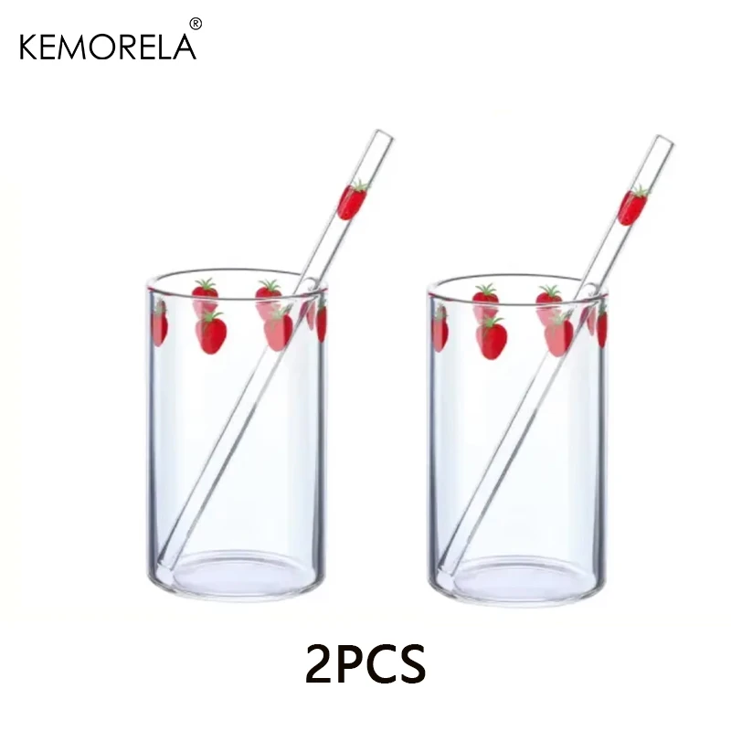 

KEMORELA Стеклянный стакан 300 мл Клубничный дизайн