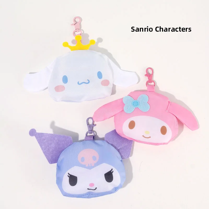 

Sanrioed мультфильм Kuromi Kawaii складная сумка для покупок Ins девушка сердце коричная Ткань Оксфорд большая емкость Портативная сумка для покупок