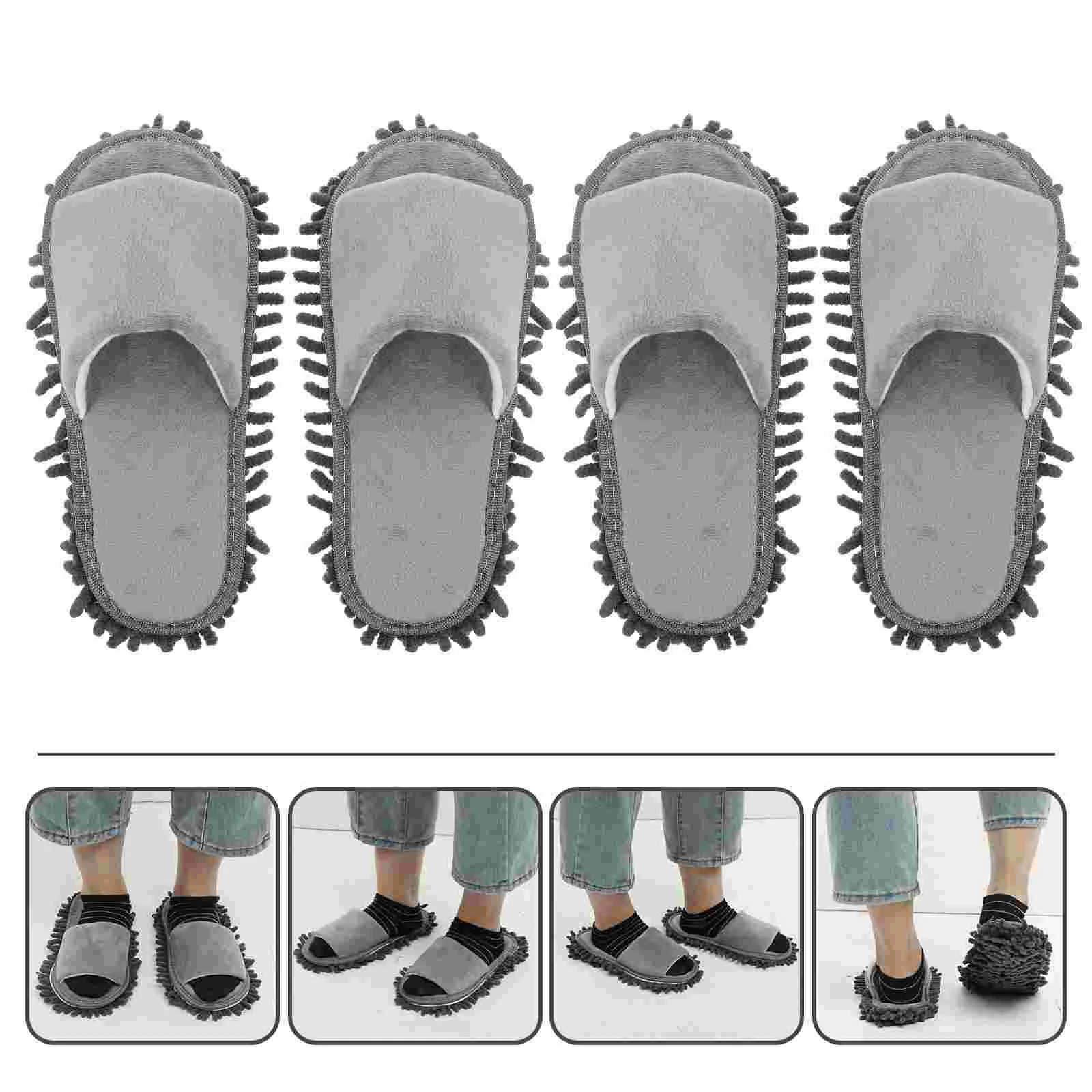 

2 Pairs of Household Mop Slippers Shoes Covers Reusable Mop Covers Floor Cleaning Mop Slippers