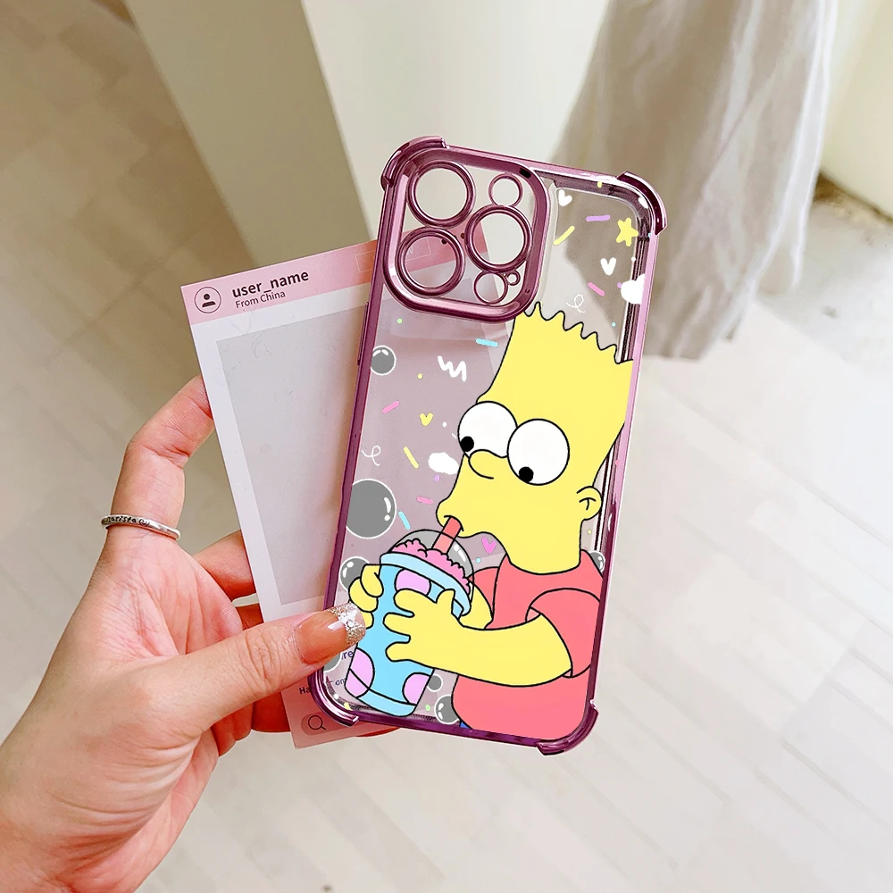Funny Cartoon S-Simpsons Plating Case For vivo V29e Y200 V27 S16 T1 S15 V25 V23 S12 Y38 Y28 Y03 Y17s Y78 Y36 Y27 4G 5G Cover