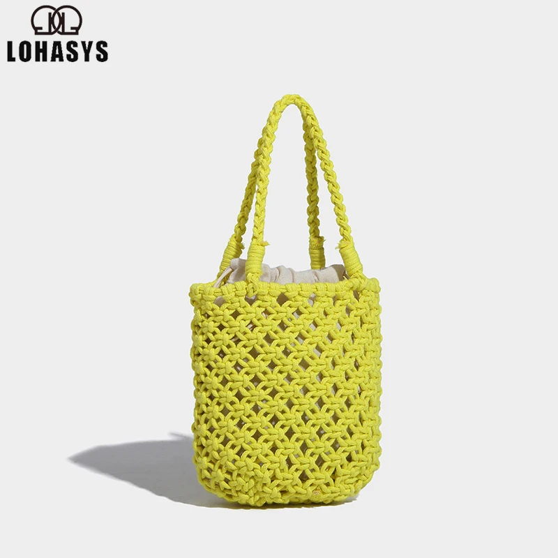 

Fashion Designer Brand Women's Bag portable cloth fabric Weaving Bucket Bag niche Personality Style single Shoulder Handbag