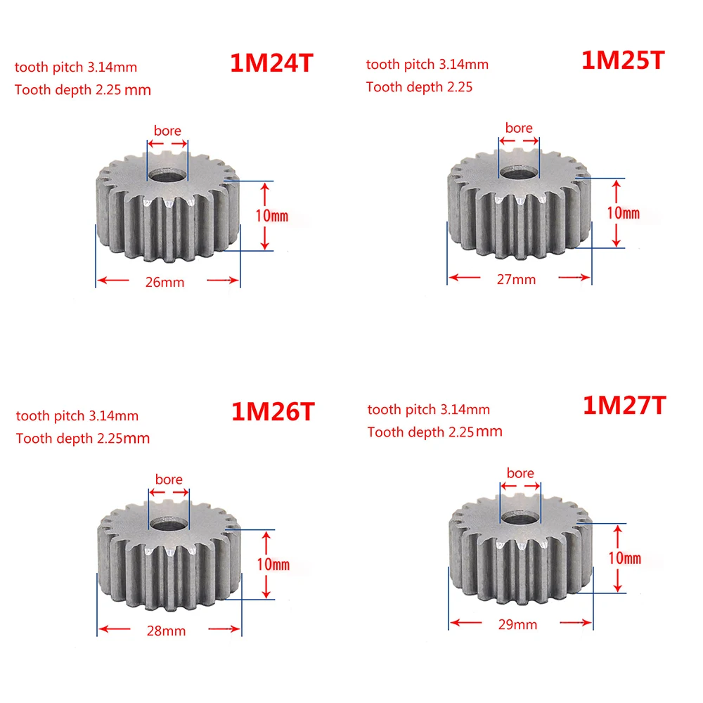Металлическая шестерня 1 Модуль 12 зубьев-27 зубьев
