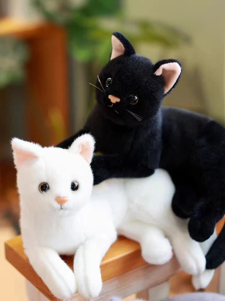 

Новая имитация плюшевых кошек, детские мягкие черные куклы, реалистичные Коты, игрушки для домашних животных, домашний декор, креативный подарок для девочек на день рождения