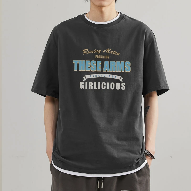 

New summer tide brand short sleeve t-shirt men's large loose round neck cotton half sleeve top