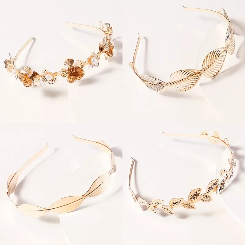 

2021 New Fashion Retro Hair Bands For Women Wedding Metal Gold Leaf Butterfly Hair Headbands Girls Bride Hair Accessories