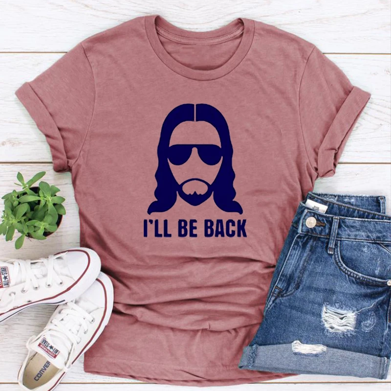 Футболка с изображением Иисуса я вернусь кристианские религиозные слова женские