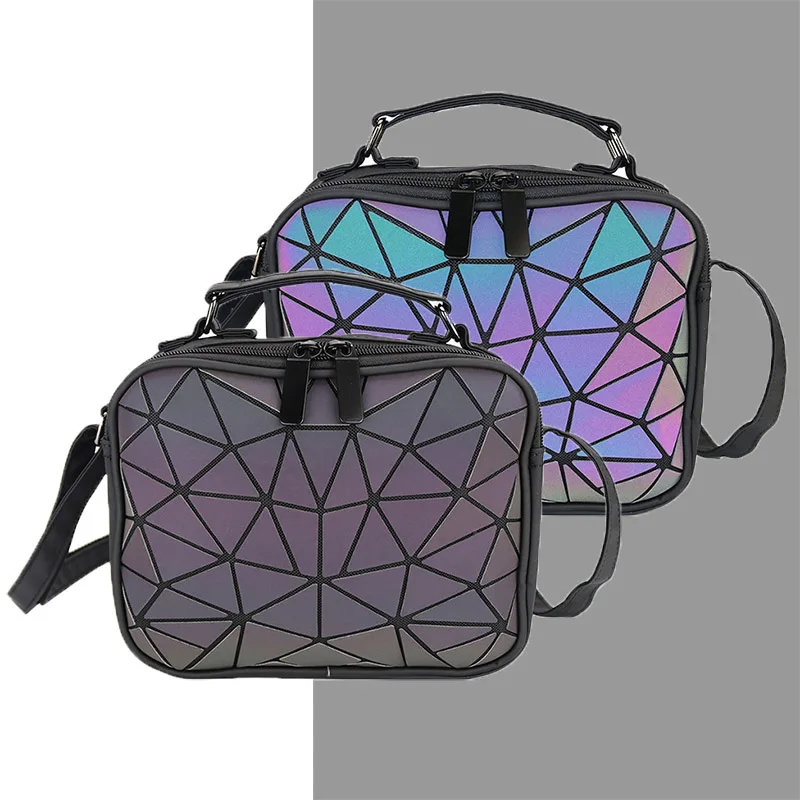 

Women Laser Luminous Holographic handbags Crossbody Bags for Women Shoulder bag Geometric Plaid Hologram small Square bags