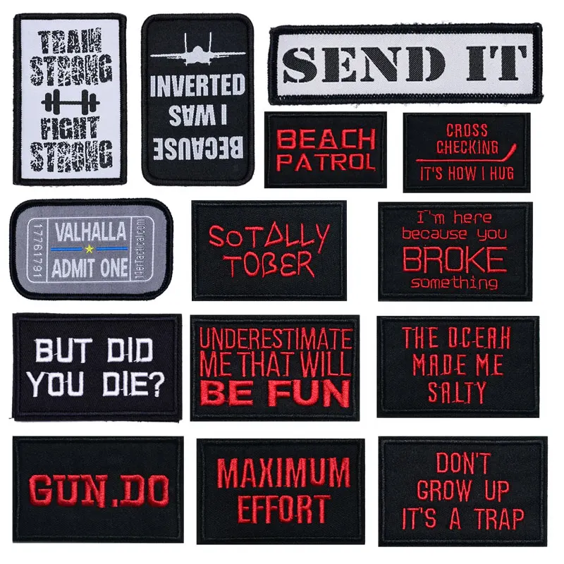 

BUY DID YOU DIE Letter Embroidered Velcro Tactical Clothing Patch Patches for Clothes Armband Badge Gift Logo Patch Appliques