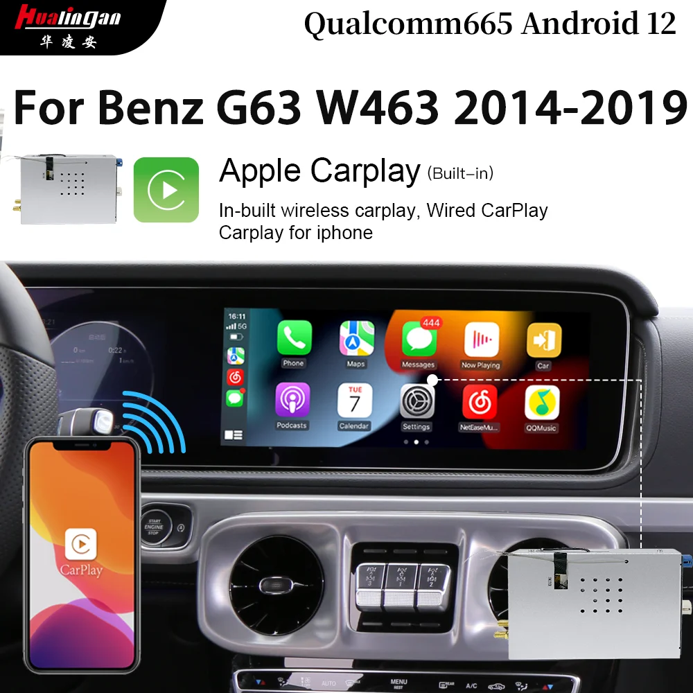 Hualghan для Benz G63 W463 2014-2019 MBUX Carplay box AI Youtube 4G Android Auto Fulll Screen NTG5.5
