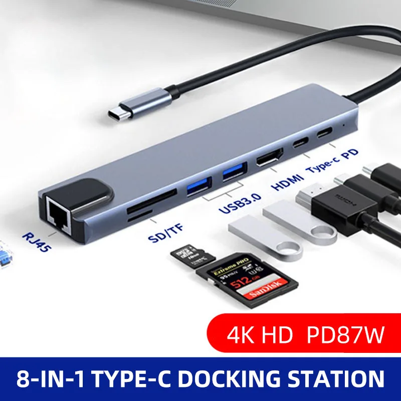 

9 в 1 USB C концентратор Тип C 3,1 до 4K HDMI адаптер с SD/TF кардридером HDMI PD Быстрая зарядка для MacBook ноутбук ПК