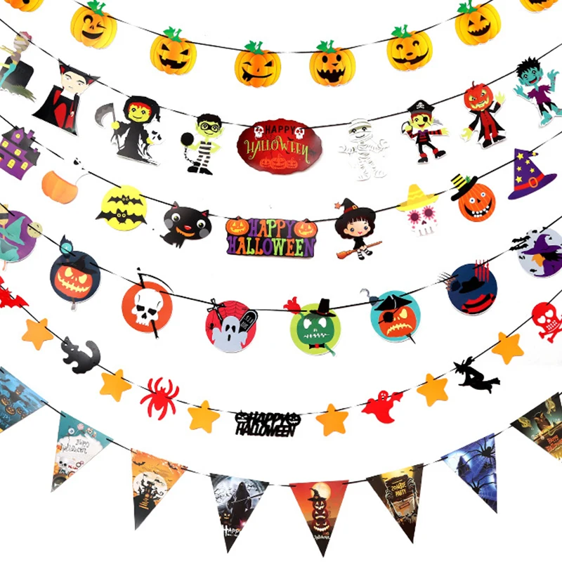 

2022 Year Happy Halloween Banner Garland for Halloween Home hanging ornament Decorations Kids Child Favors Creative gift