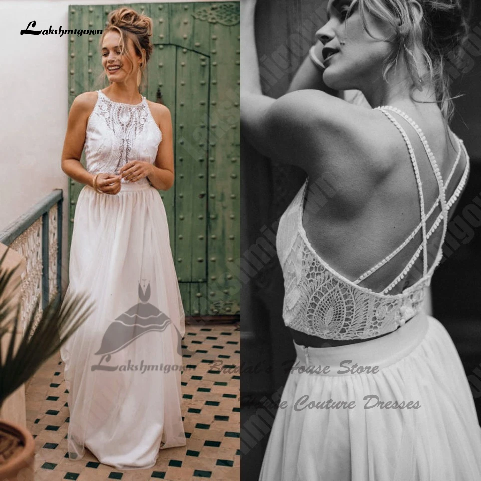 

Lakshmigown Sexy Bridal Beach Wedding Dresses Two Pieces 2023 Vestido Noiva Boho Chic Receiption Dinner Party Gowns Lace Bodice
