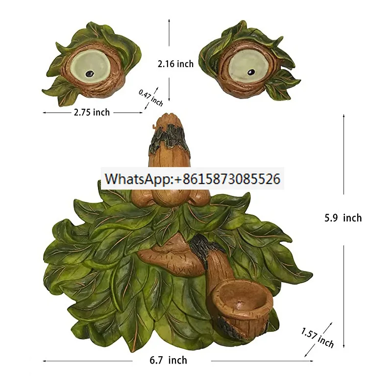 

Courtyard Tree Hanging Mask Hanging Ornament Nightlight Tree Face Hanging Ornament Garden Tree Monster Resin Craft
