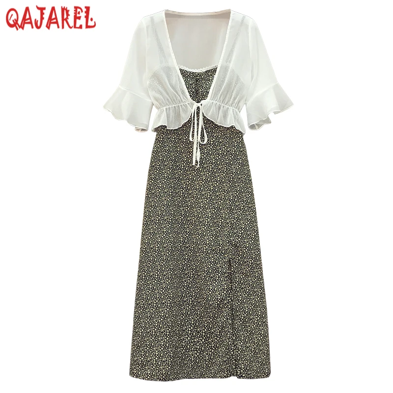 Новинка лета 2024 шифоновые комплекты из двух предметов женское белое платье с