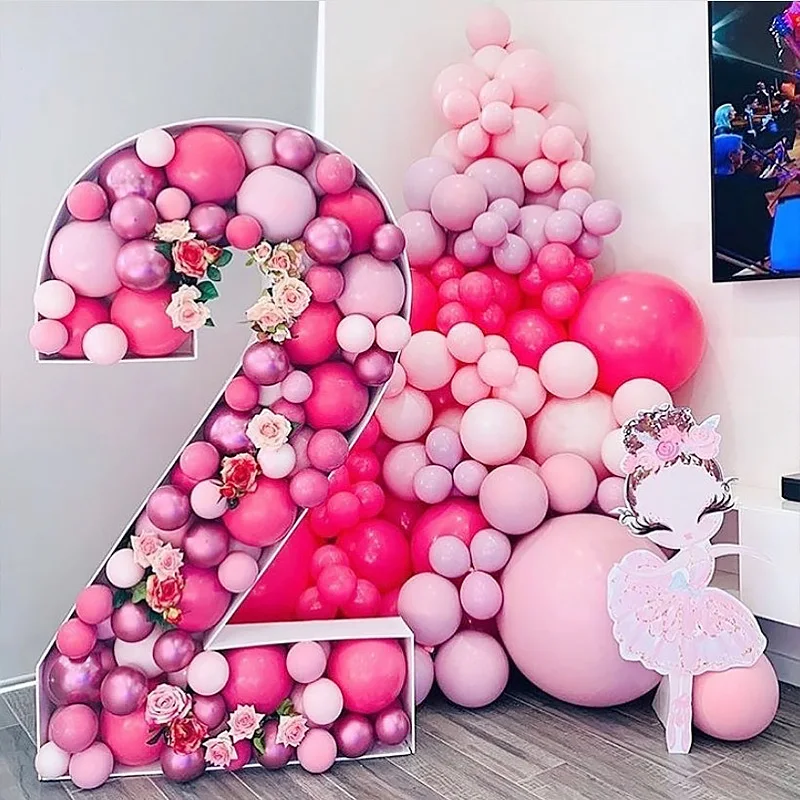 

73/100cm DIY Birthday Number Balloons Filling Box Mosaic Frame Balloons Stand Kids Adults Birthday Anniversary Party Decor