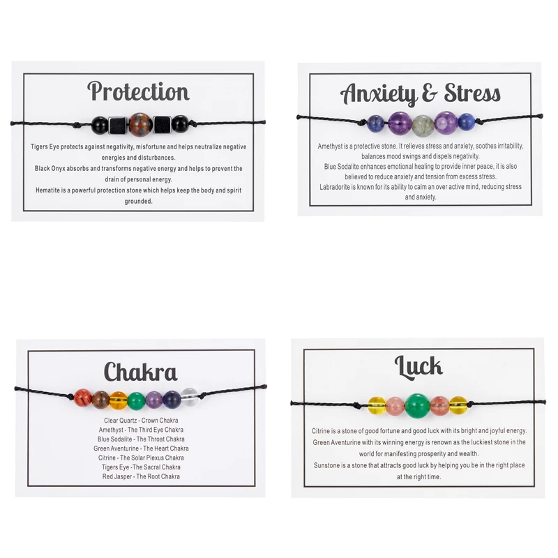 

New Fashion Natural Stone Crystal Beaded Bracelet For Women Men Tiger Eye Beads Adjustable Bracelet Anxiety Relief Charm Jewelry