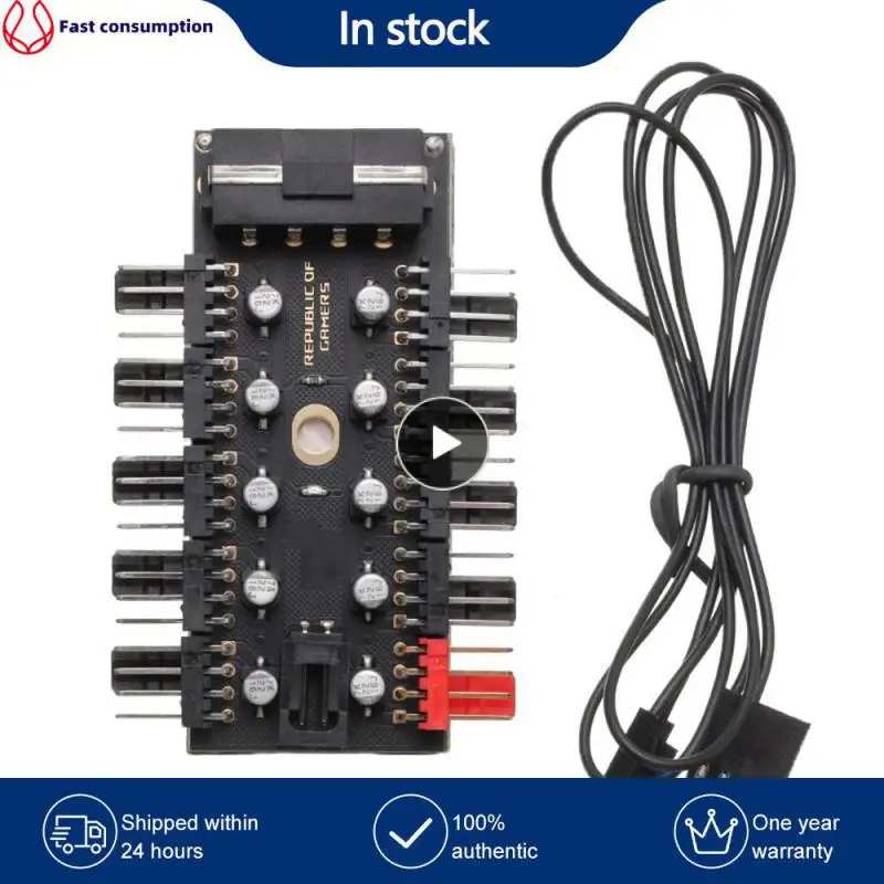 

Black Temperature Control Hub 4pin Pwm 10-bit Adapter Extension Motherboard Synchronizer Computer Hardware Cable Gathering Line