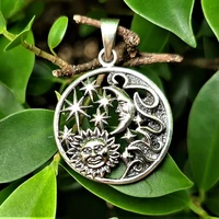 coconal men women punk sun star moon hollow pendants charms for jewelry making handmade carve pendants accessories diy