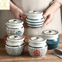 300/600ml Family Creative Ceramic Seasoning Jar with Spoon and Lid Kitchen Salt Cumin Sugar Spice Condiments Storage Containers