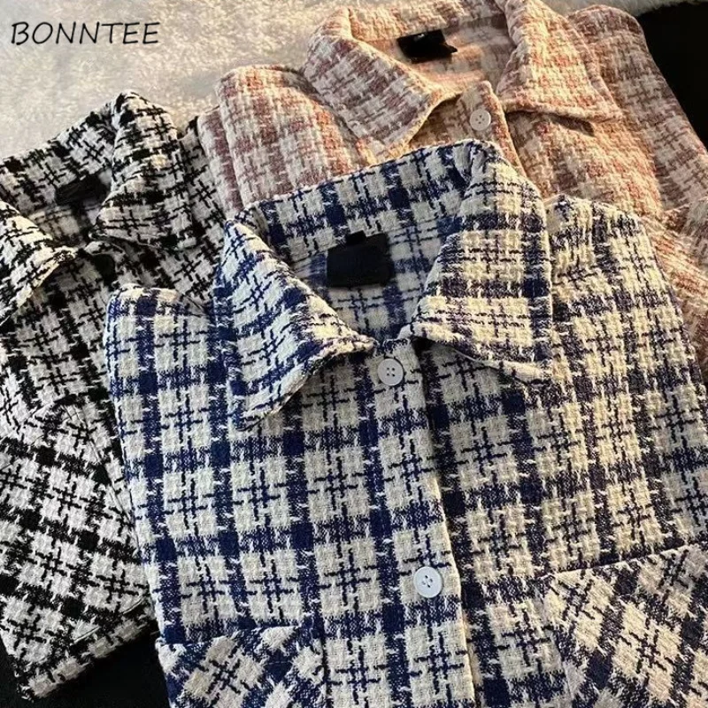 

Shirts Women Vintage Unisex Streetwear Winter Cozy Feminine Hipster Couple Student All-match Loose-fitting Harajuku Plaid Ropa