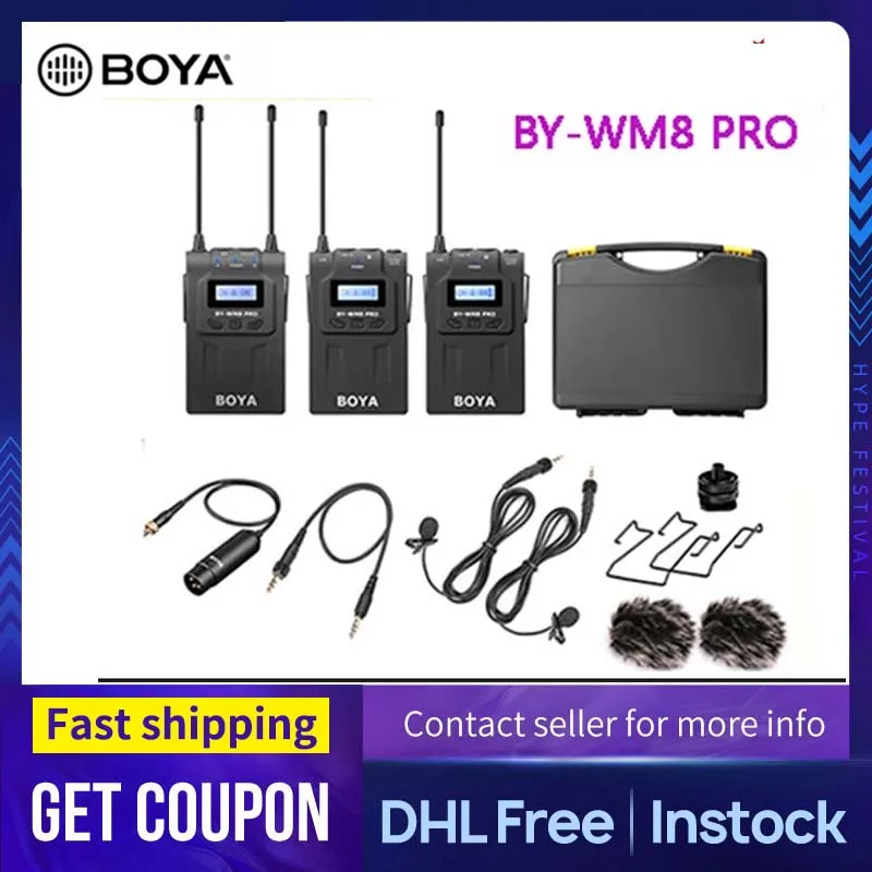 BOYA BY-WM8 Pro K1 K2 UHF двойной беспроводной микрофон для интервью 2 передатчика и 1