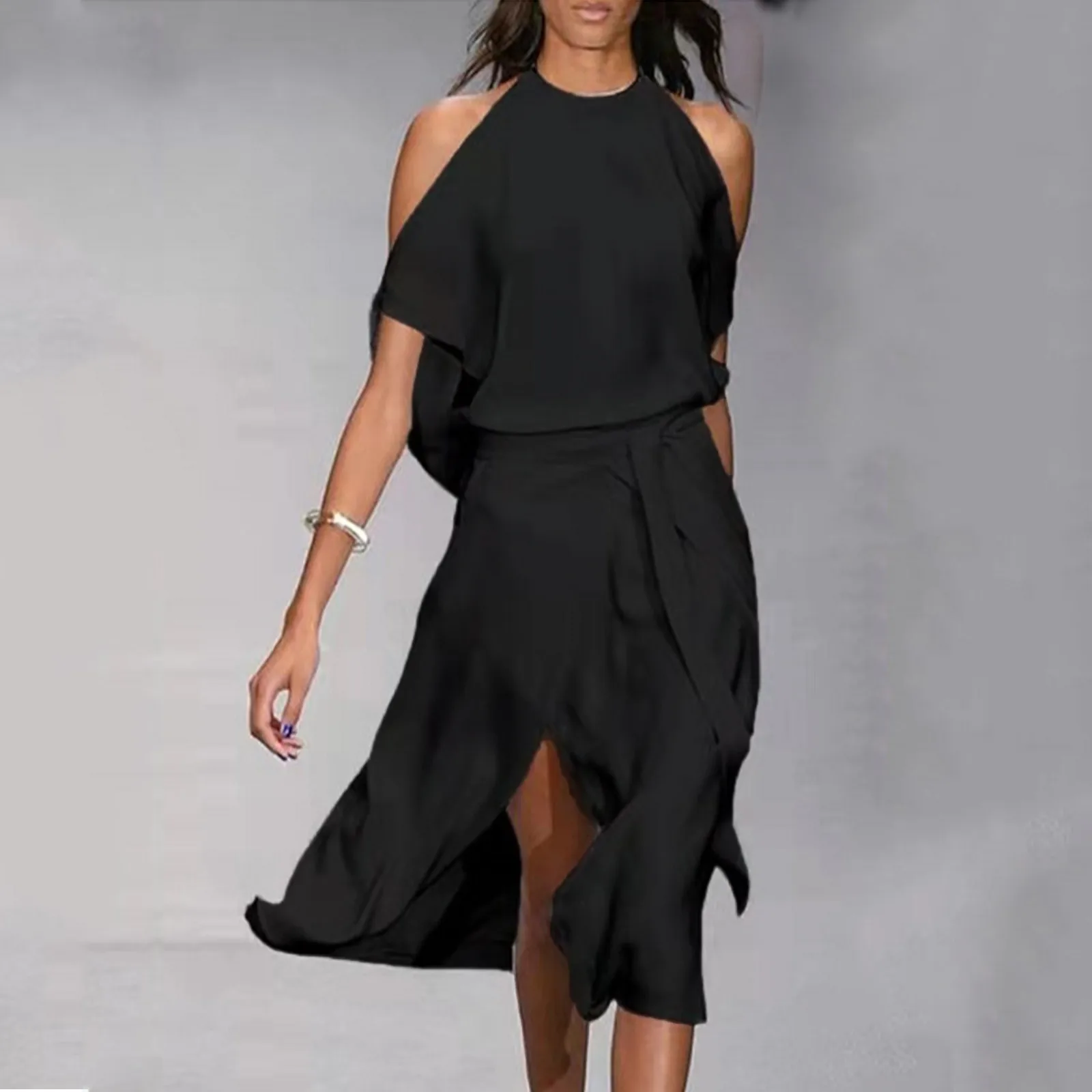 

Womens Sexy Sleeveless Spaghetti Strap Backless Split Cocktail Long Dress