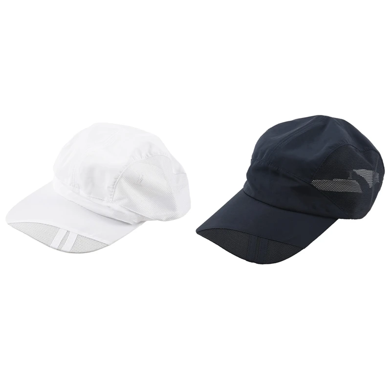 

2 Pcs Fashion Mens Summer Outdoor Sport Baseball Hat Running Visor Cap, Navy Blue & White