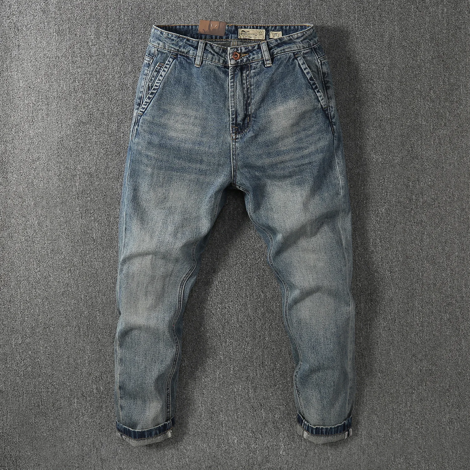 

Retro Style Men's Ankle Length Straight Jeans Fashion All Match Denim Pants Casual Loose Outdoor Autumn/Spring Pants