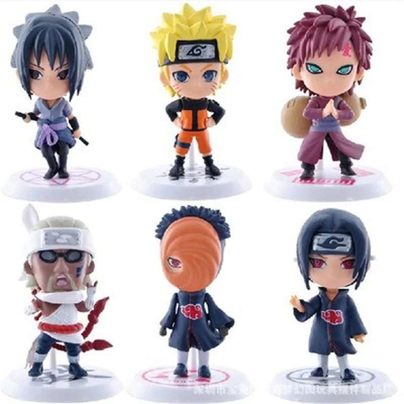 

Аниме периферийные 6 моделей Naruto, Naruto, Sasuke, Kirabi, Itachi, модель Q версия, украшения для торта автомобиля, куклы, игрушки, подарки