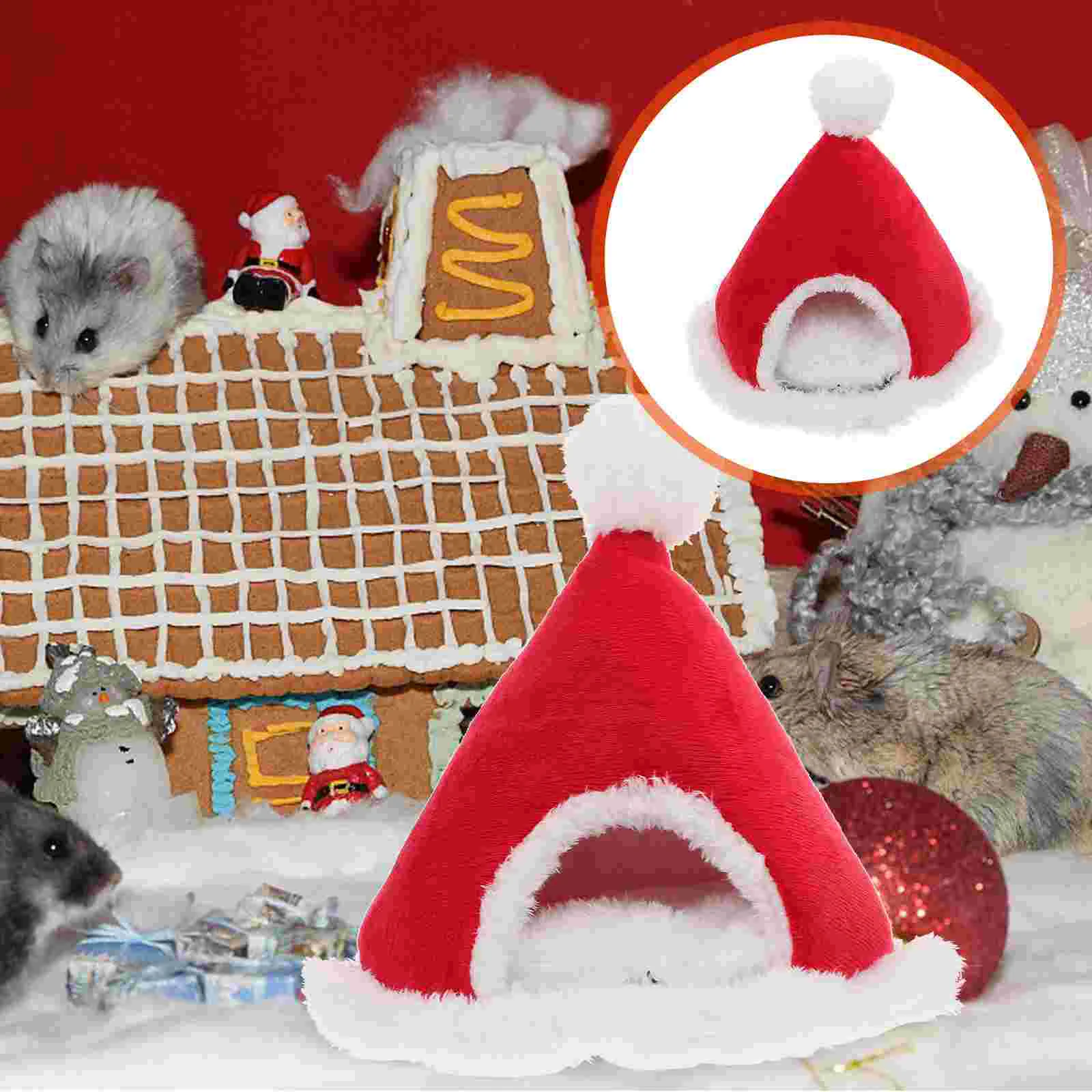 

Bed Hamster House Pet Guinea Pigchristmas Winter Rat Sleeping Warm Cat Cave Small Chinchilla Hideout Accessories Ferret Hedgehog