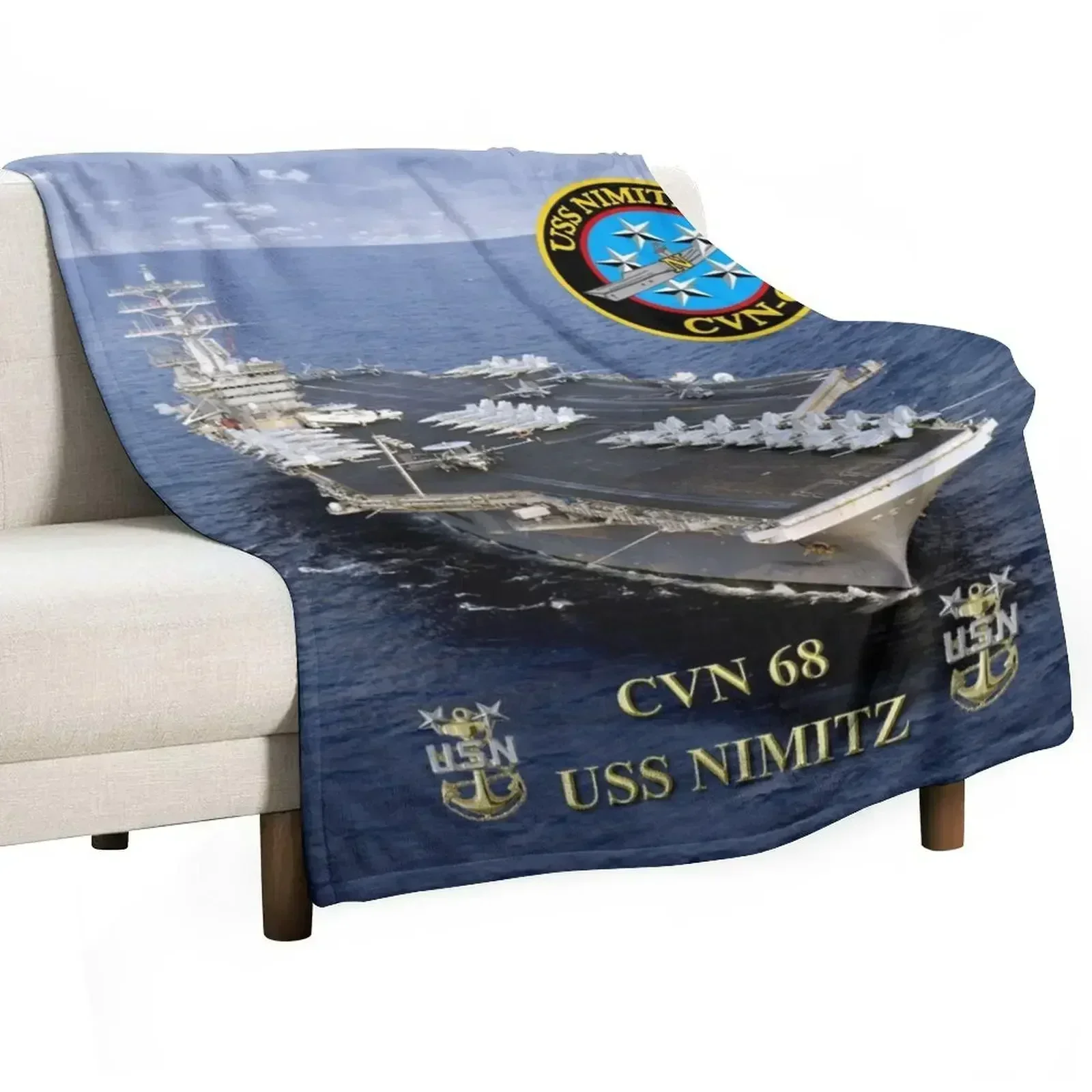Фото Плед CVN-68 USS Nimitz, уютный плед из микрофибры для дома и спальни №1