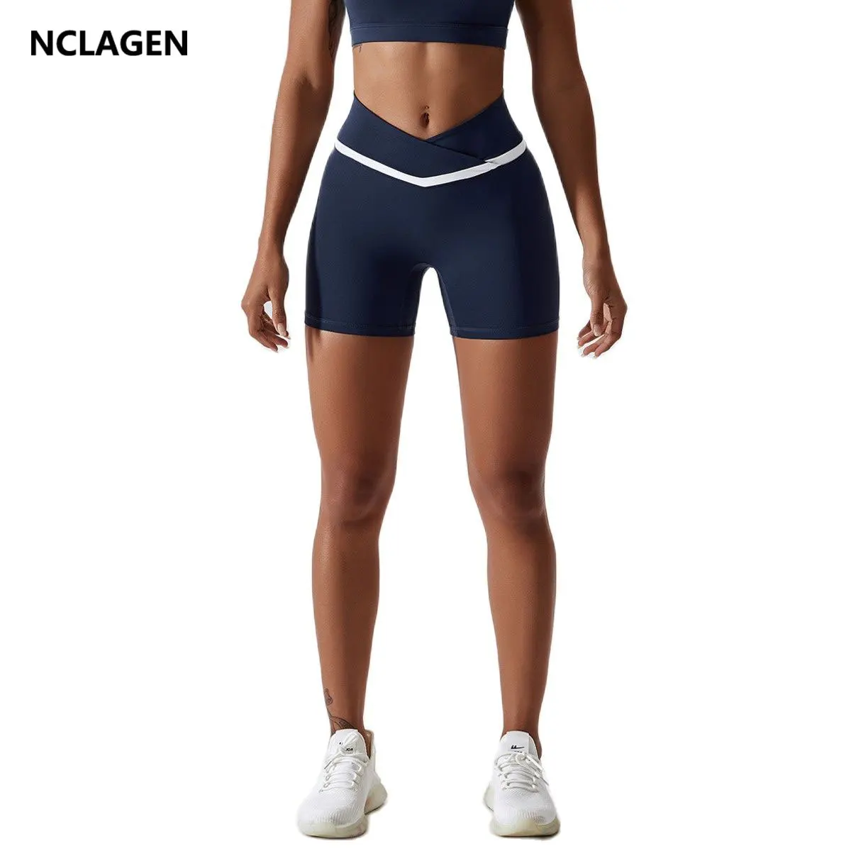 

NCLAGEN женские спортивные короткие бедра подтягивающие плотные упражнения фитнес тренажерный зал на шнуровке леггинсы для тренировок бега высокая эластичность Сексуальная сухая посадка