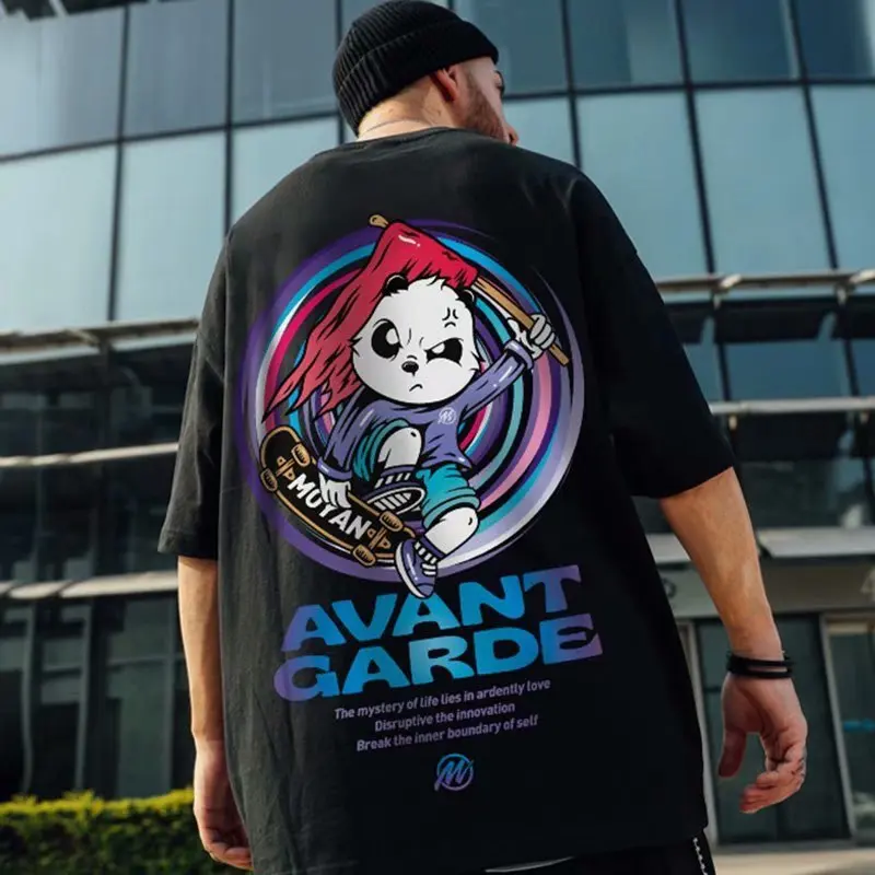 

New Short Sleeve Men's Fashion Brand T-shirt Loose Fashion Large Short Sleeve Men's Pure Cotton Short Sleeve
