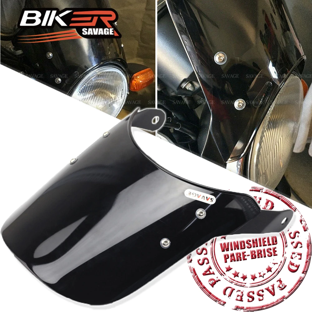 

Moto Universal Windshield Pare-brise Windscreens Suits 7" Round Headlights Motorcycle Accessories Spoiler Parts Wind Deflectors