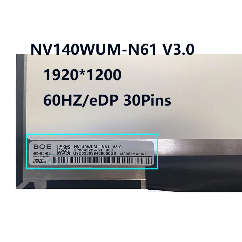 Фото 14,0-дюймовый NV140WUM-N61 V3.0 IPS ЖК-экран для ноутбука, замена матрицы, 1920*1200 EDP, 30 контактов №2